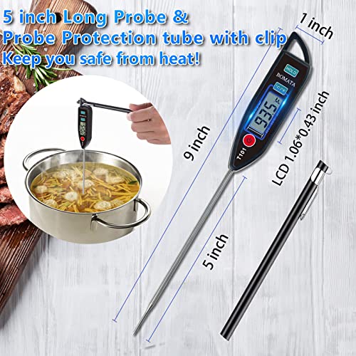 BOMATA 2 Pack Waterproof IPX7 Meat Thermometer, Food Thermometer - color: Black & Red