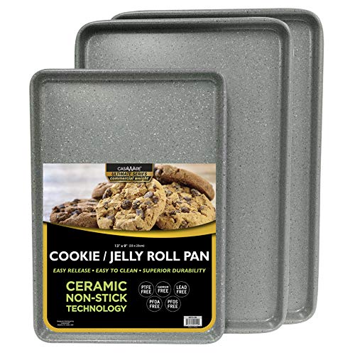 casaWare 3pc Ultimate Cookie Sheet Set (Silver Granite) - color: Silver Granite