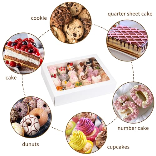 Moretoes 6pcs 19x14x4In Large Half Sheet Cake Boxes with Thick Cake Boards - size: 19*14*4In