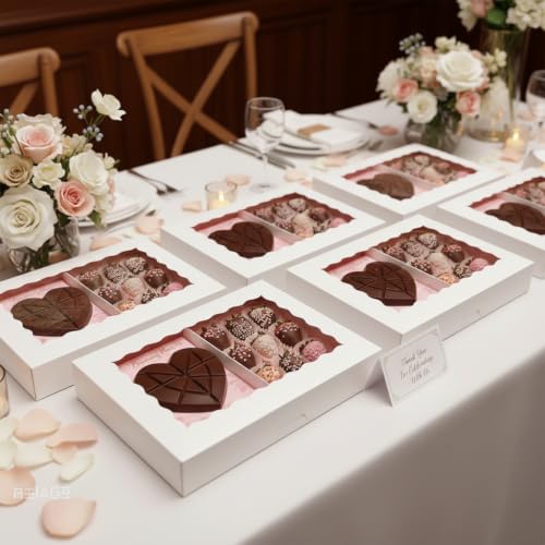 30Pcs Cookie Boxes 14x10x2.5in Auto-popup, White Dessert Cajas Para Postres with Window for Bakery, Treat, Chocolate Covered Strawberries, Macaroon, Donuts, Pies, Cookies, Muffins, Pastries