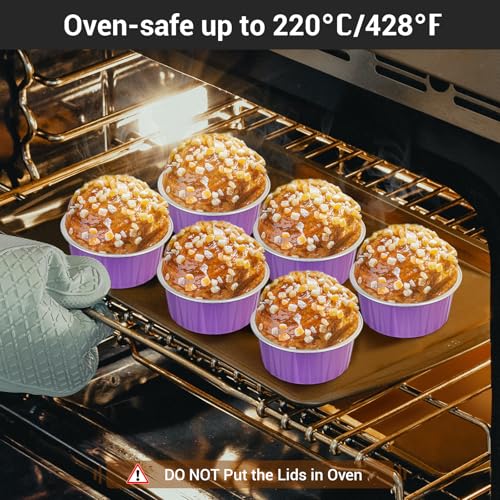 EUSOAR Dessert Cups with Lids, 5oz 100pcs Reusable Cupcake Cups with Lids, 125ml Pie Ramekins, Desserts Flans, Custard Cake Pudding Jello Cups, Catering Party Favor-Lavender - color: Lavender, size: 100pcs