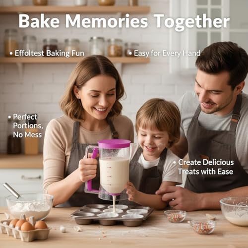 Pancake Cupcake Batter Dispenser - Perfect Baking Tool for Cupcakes Waffles, Muffin Mix, Crepes, Cake or Any Baked Goods