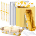 Tioncy 100 Pcs Mini Loaf Pans with Lids Spoons, Leaves - style: Leaves