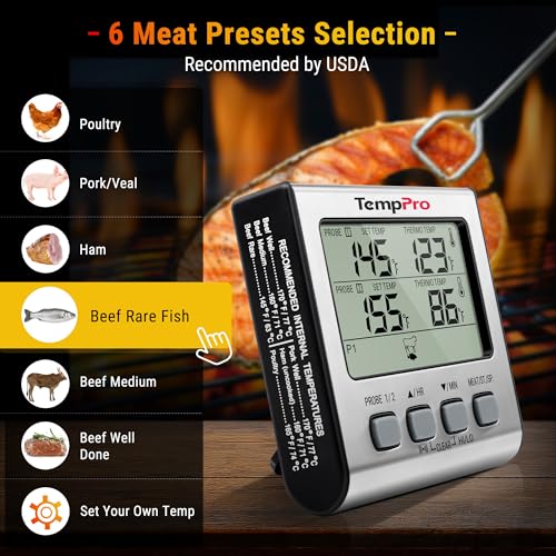 TempPro TempTrack Digital Cooking Meat Thermometer with Dual Meat Probe - size: 2-probes