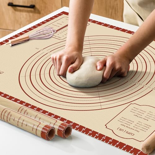 DANIA & DEAN Silicone Baking Mat, 28x20 Large Pastry Mat with Measurements - color: Red, size: 28"L x 20"W