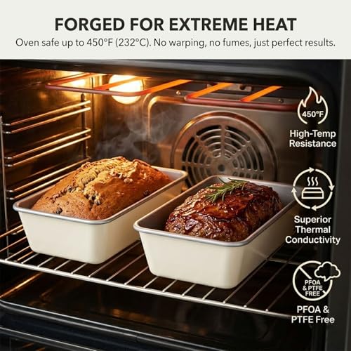 2 Pack 9x5 Inch Loaf Pan, Heavy Duty Nonstick Bread Pans for Baking