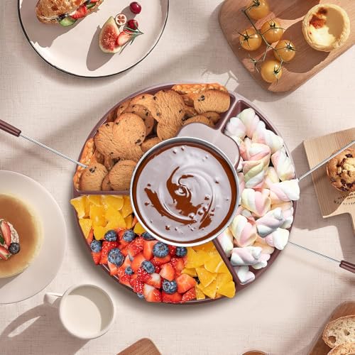 10oz MINI Electric Chocolate Melting Pot, Melting Fondue Set with 6PCS Forks, Cute Chocolate Fondue Fountain, Warmer Machine for Milk Chocolate, Cheese, Butter, Candy (Coffee)