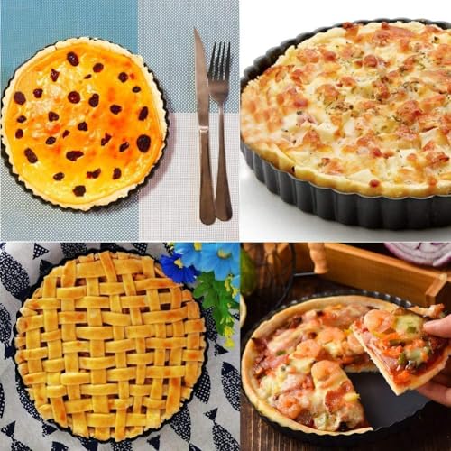 RICHSC-PAN Tart Pan 11 Inch Tart Pan Carbon Steel Round Non-Stick Pan. - size: 11*1.1Inch