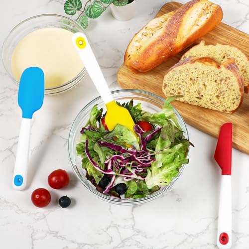Webake Mini Silicone Spatula Set, Non-Stick Small Spatulas with Sturdy Handle, Nice for Small Jars and Cans, Mixing, Cooking and Baking, Heat Resistant and Dishwasher Safe, Great for Kitchen Use - size: Mini