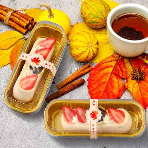 Tioncy 30 Set Fall Mini Maple Leaf Loaf Pans with Lid Spoon Sticker 6.8oz - style: Maple Leaf