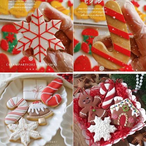 5Pcs Christmas Cookie Cutters,Winter Holiday Cookies Cutter Mold Shapes Gingerbread Men, Snowman,Christmas Tree, Snowflake, Candy Cane with Decorating Instructions - Stainless Steel - color: 5pchris