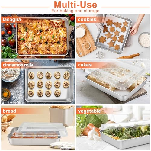 Herogo 10.5" x 8" x 2" Deep Baking Pan Set of 2, Stainless Steel - color: Silver, size: 10.5" x 8" x 2"
