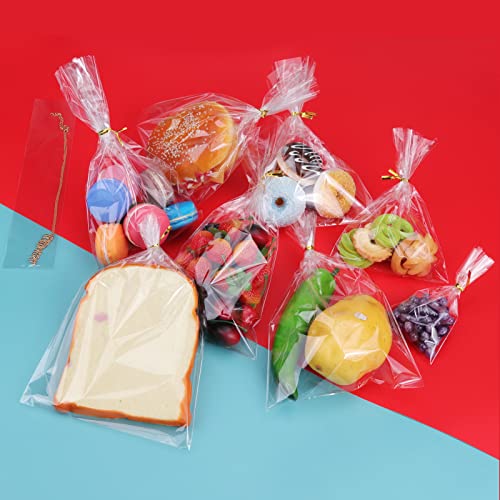 300 PCS Clear Flat Cellophane Treat Bags with 3x5",4x6",5x7",6x9",2x10",5x11",Treat Bags with Ties are Good for Pretzel Rods,Bakery, Cookies, Candies,Dessert. - size: 600 Piece Set