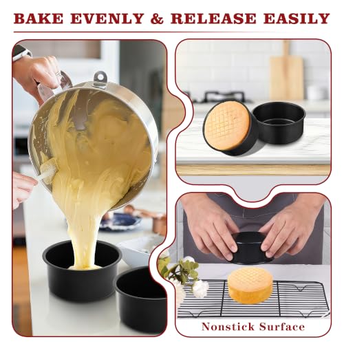 E-far 5 Inch Cake Pan, 3PCS Nonstick Stainless Steel Small Baking Cake Pans - size: 5 Inches