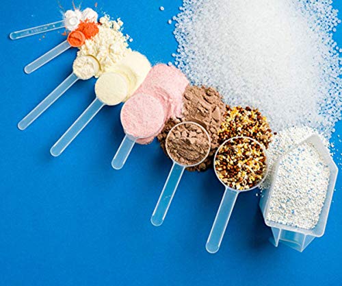 Plastic Measuring Scoop, (43 cc | 1.5 Oz. | 43 mL) Long Handle Spoons for Powders, Granules, Coffee, Pet Food, Baking Supplies, Protein and Other Dry Goods, BPA Free (Set of 5) - size: 43 cc | 3 Tablespoon | 1.5 Ounce | 43 mL