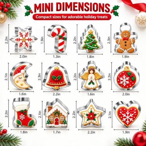 Mini Christmas Cookie Cutters Set, 12 Stainless Steel Shapes - style: Style2