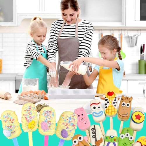 Juome Cake Pop Mold Kit, Cakesicle Molds Silicone with Sticks & Bags(Green) - color: Green