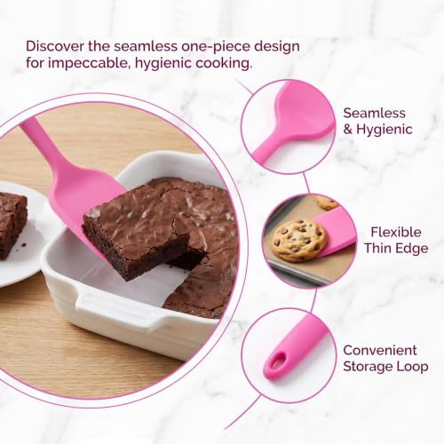 Small Silicone Spatula Set, Mini Spatula Heat Resistant for Serving, Baking - color: Pink
