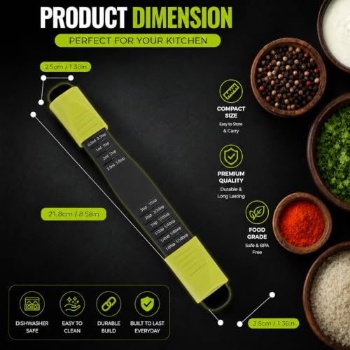 GOCHA Gadgets Adjustable Measuring Spoon, Double Ended, 9-in-1, Black Green - color: Black Green