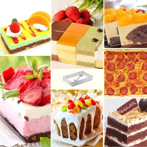 Cake Ring,Cake Mold,Adjustable Rectangle Mousse Cake Ring Mold from 5.9" to 11",Square Shaped Mousse Cake Cutter Baking Mold Pastry Baking Tool for Birthday Cake, Party Dessert, Handmade Snack - size: 5cm
