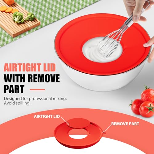 Stainless Steel Mixing Bowls Set with Lids & 3 Grater Attachments, Colorful - color: Multicolor