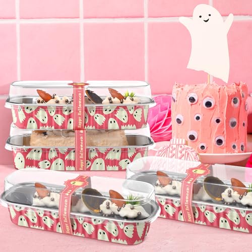 Tioncy 100 Pcs Mini Loaf Pans with Lids Spoons, Ghost - style: Ghost