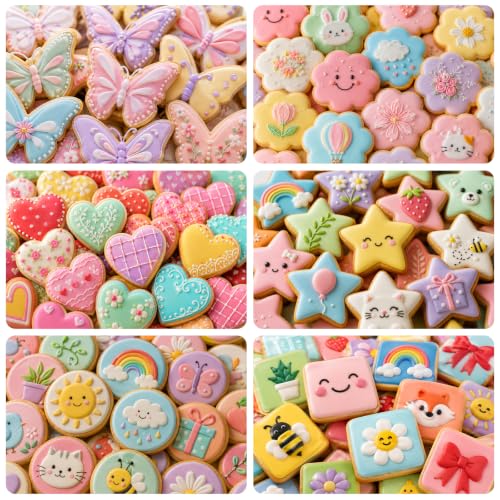 6-Pack Cookie Cutters, Flower Star Heart Circle Square Butterfly - color: 6 set silver