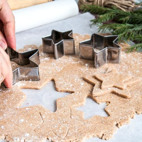 Star Cookie Cutter Set 6pcs Star Shaped Mold Metal Cookie Cutters Sandwiches Cutter Shapes Biscuit Mold for Kids Holiday Birthday Party