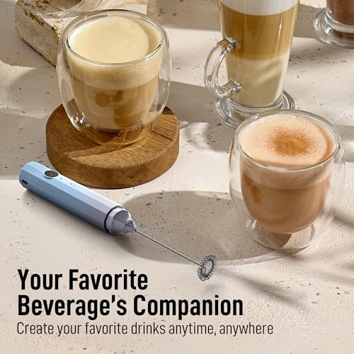 Zulay Froth N Go Milk Frother – Rechargeable 3-in-1 Handheld Frother Wand with Travel Case & USB-C Charger – Single, Double & Egg Whisk for Latte, Cappuccino, Matcha, Protein Shakes - Dove Cloud - color: Dove Cloud, size: Rechargeable Frother