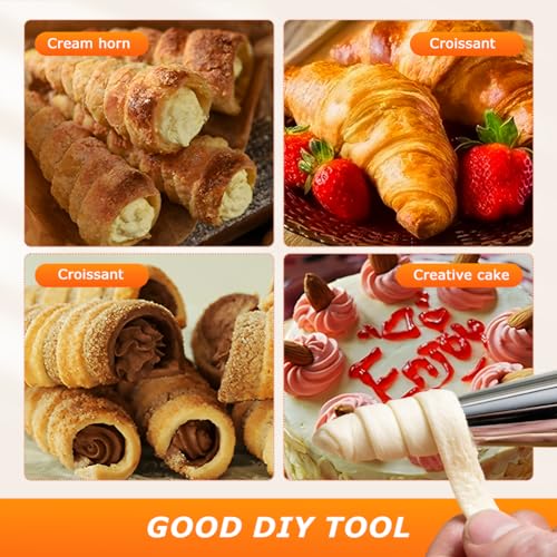 35pcs Cream Horn Molds for Baking,Non-stick Steel Cannoli Forms