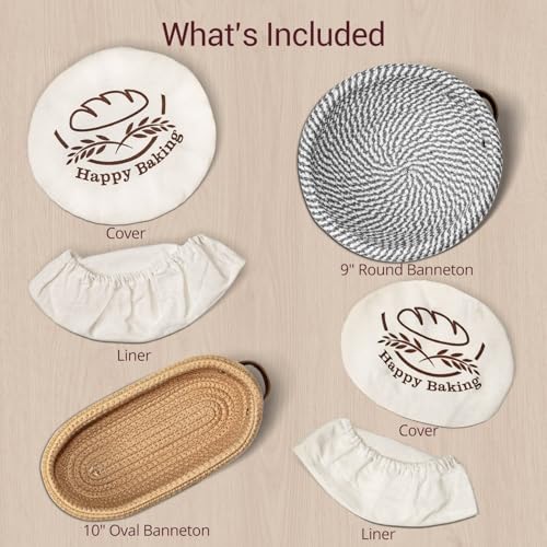 Banneton Bread Proofing Basket Sourdough Basket Cotton Rope Bread Baskets - color: A1-Grey/Brown