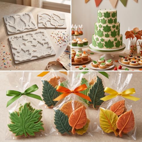 Leaf Silicone Mold Ginkgo Leaves Maple Leaf Fondant Molds Set Of 3 - color: Style J