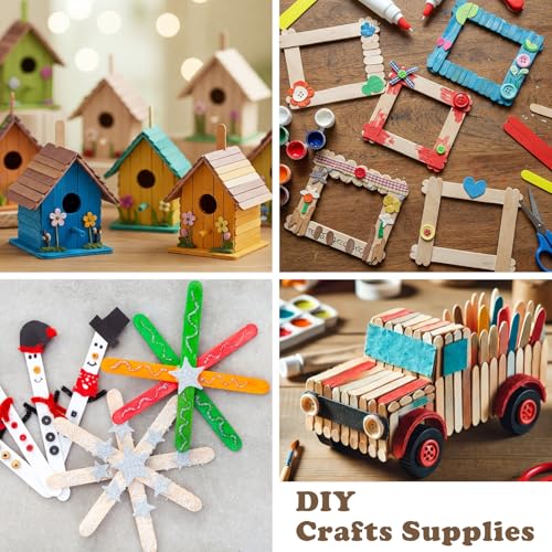 300 Pcs 3.65″ Mini Popsicle Wooden Sticks, Natural Birch Wood