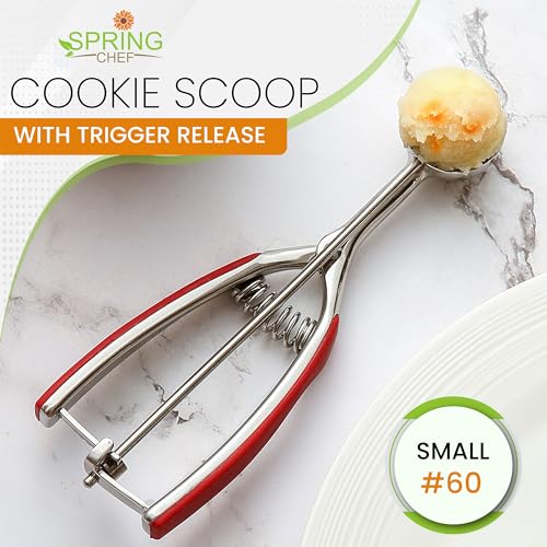 Spring Chef Small Stainless Steel Melon Baller Scoop #60, 1 Tablespoon, Red - color: Red, size: #60 - Small - 1 Tbsp