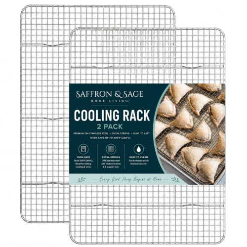 Cookie Cooling Rack Pack of 2, Heavy Duty Stainless Steel Cooling Racks for Cooking and Baking, 11.8 x 16.8 x 1 Inch, Dishwasher Safe, Rust Resistant, Fits Half Sheet Pan - size: 2 Pack Stainless Steel Cooling Rack