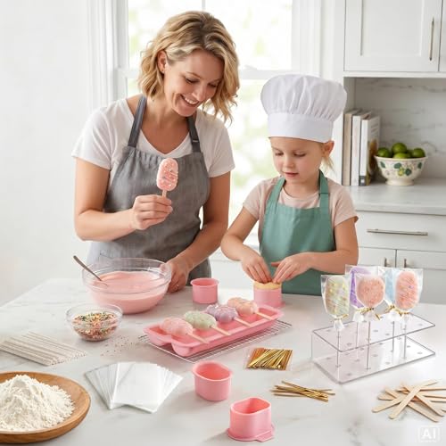 Cake Pop Mold Set, Cake Pop Kit, Cakesicle Cutter, 354 Pcs Cake Pop Accessories, Perfect for Making Cake Pops and Ice Cream-Shaped Cakes—ideal for Halloween, Christmas, And Parties - color: Pink