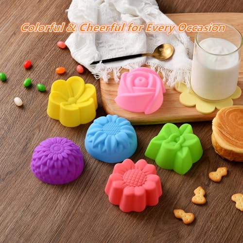 Reusable Silicone Baking Cups,Silicone Cupcake Liners for baking, Multi Flower Shapes Muffin Liners, Multicolor, Pack of 36