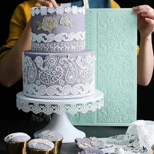 Paisley Lace Silicone impression Mat fondant imprint lace mat