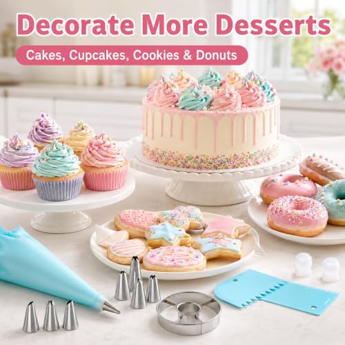 Cake Decorating Kit, 100 Piping Bags, 24 Tips, Donut Cutters
