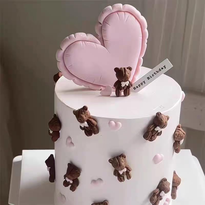 4 PCS Bear Silicone Fondant Molds Mini 3D Teddy Bear Candy Cake Chocolate Molds for Cake Decoration, DIY Desserts, Cupcake, Fondant, Clay, Gum Paste