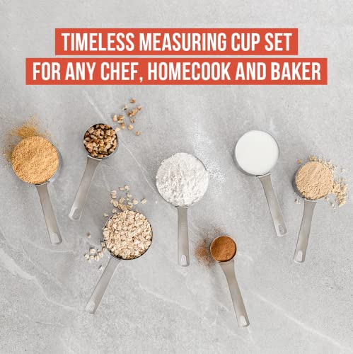 Chef Pomodoro Stainless Steel Measuring Cups, Stackable 7 Pcs Long Handle
