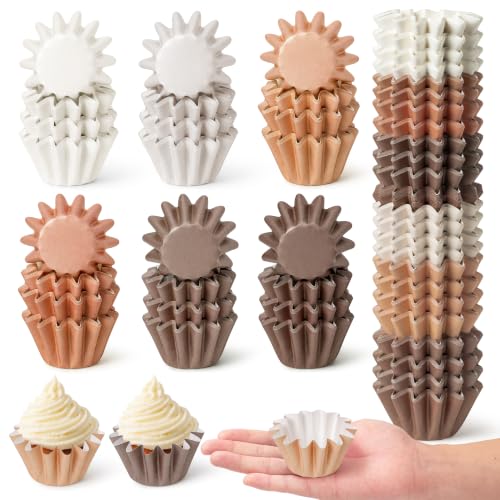 Coffee Tan Mini Size Cupcake Liners, Bulk Grease Resistant Baking Cups - color: Brown