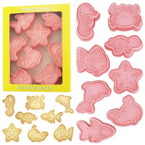 Ocean Creature Cookie Cutters 8Pcs Sea Animal Molds for Fondant Cookies - color: Ocean Creature