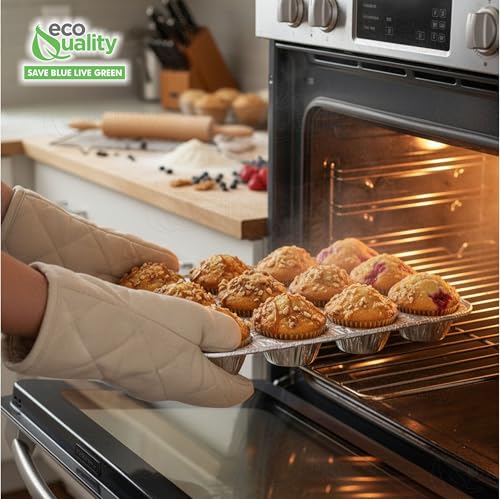 Aluminum 12 Cup Muffin Pan - Disposable Aluminum Cupcake Pans - Muffin Tin Great for Baking Cupcakes, Mini Muffins, Small Pies - Heavy Duty, Durable Reusable Recyclable - Bake Sale Pans Bulk (200) - size: 200