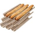 MOUYAT 3 PCS Baguette Bread Pans, 15.2 x 11.2 Inch Gold Carbon Steel 3 Cavity Bread Baking Pans, Nonstick Baguette Bread Loaf Pans for Long Shaped Bread Baking