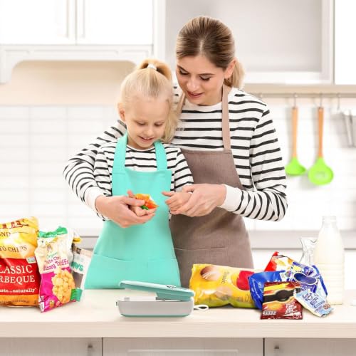 ODSD 2 in 1 Mini Bag Sealer - Heat Seal and Cutter with Lanyard, Portable Handheld Chip Bag Sealer for Snacks, Candies, Plastic Food Storage (Batteries Included) - color: Green/White
