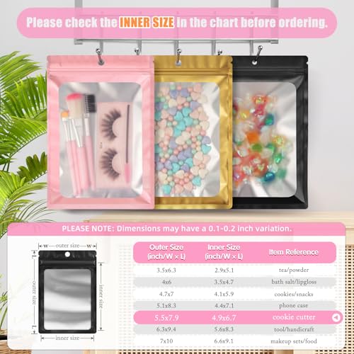 FUNFERY 100 Pack Mylar Resealable Bags, Black Foil Packaging Bags - color: Black, size: 5.5 x 7.9 inch