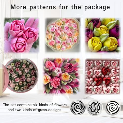 11PCS Extra Large Russian Piping Tips，Stainless Steel Flower Tips for Cake Decorating for Cake Decorating Icing, Cream Bouquet DIY Cookies, Desserts Baking Tools
