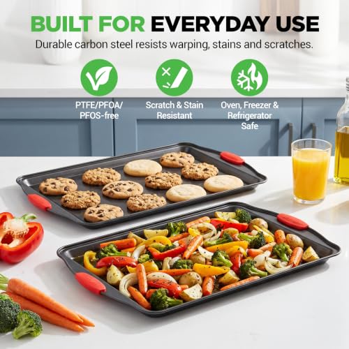 NutriChef Baking Sheet Set, 2-Piece Nonstick Cookie Sheets - size: 2-Piece Large