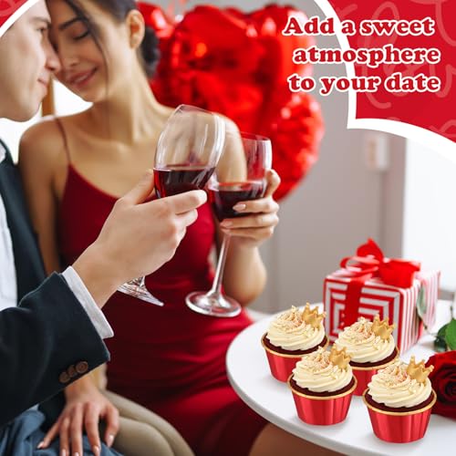 300 Pack Fiery Red Gold Cupcake Liners Disposable Foil Muffin Cup - color: Fiery Red Gold